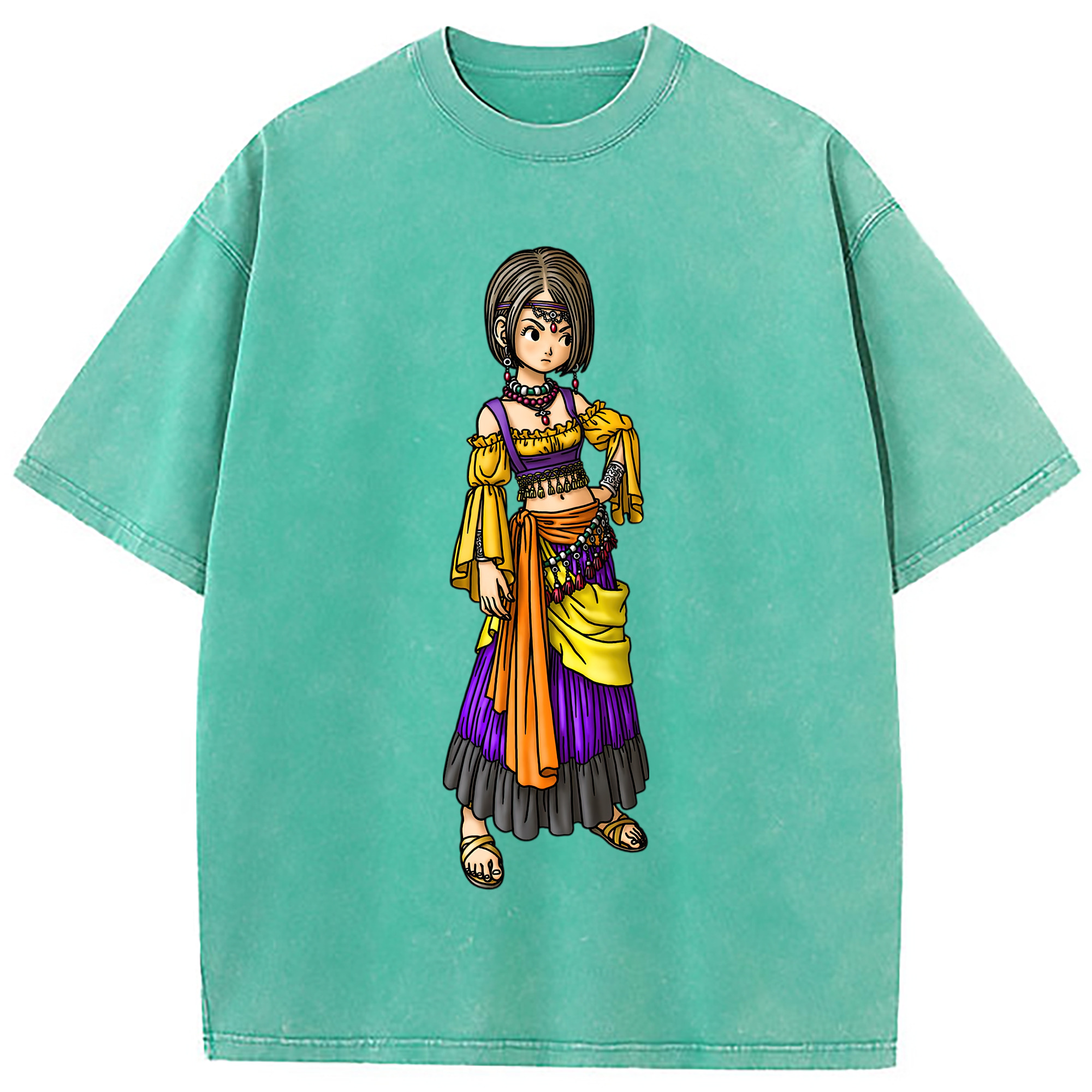 （画像用） ドラゴンクエスト Doragon Kuesuto Dragon Quest 綿100% ヴィンテージ風 半袖Tシャツ（フロントプリント）